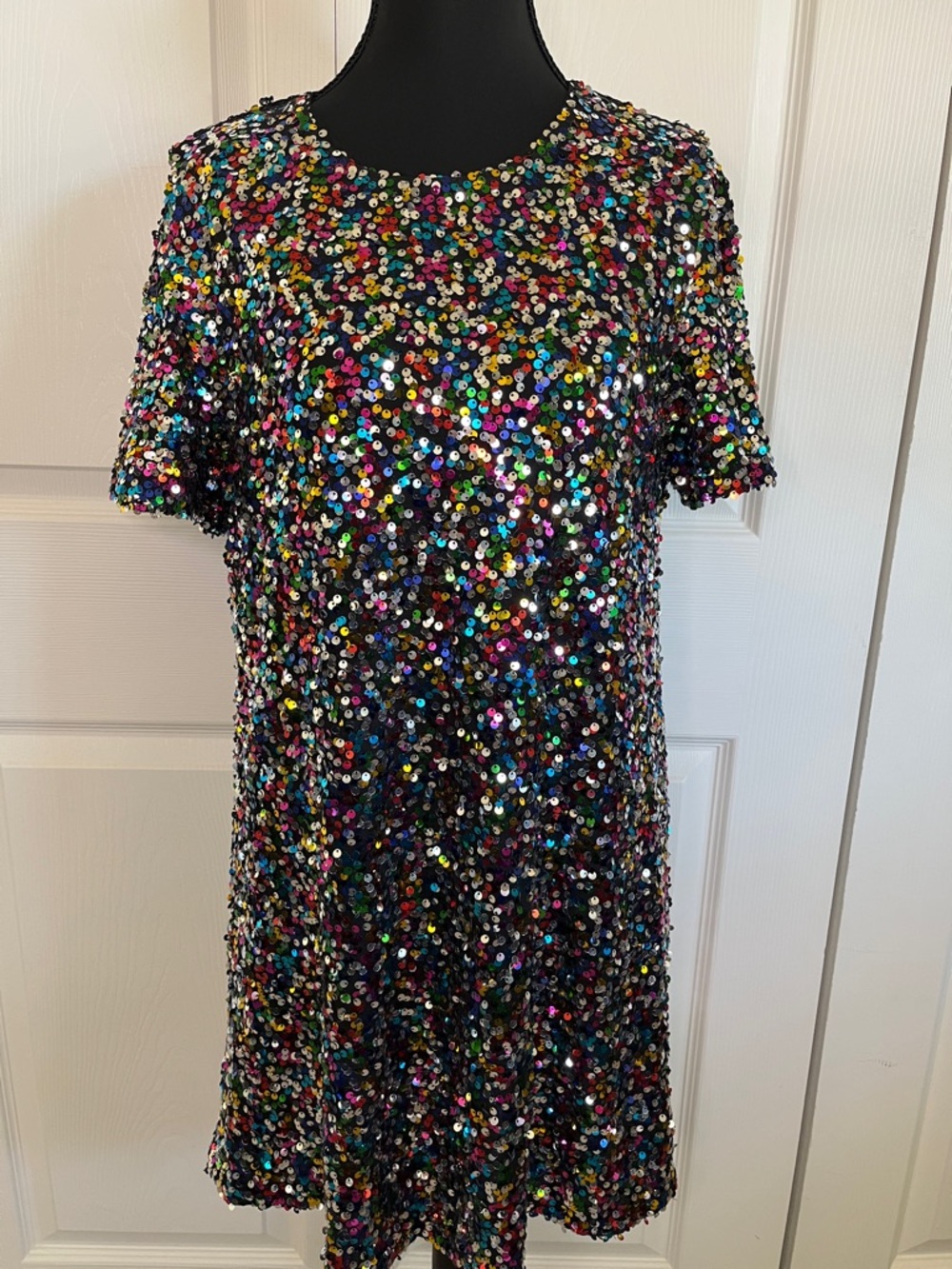Buddy Love Elliott Multicolor Sequined Short Sleeve Party Cocktail Dress Med NWT